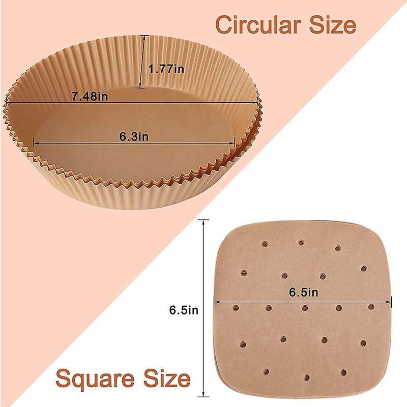 200pcs 6.5inch Square Perforated Air Fryer Parchment Paper,for Bbq,et