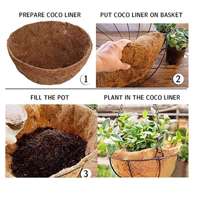 Hanging Basket, 12 Inch Coconut Fiber Plant Basket Liner