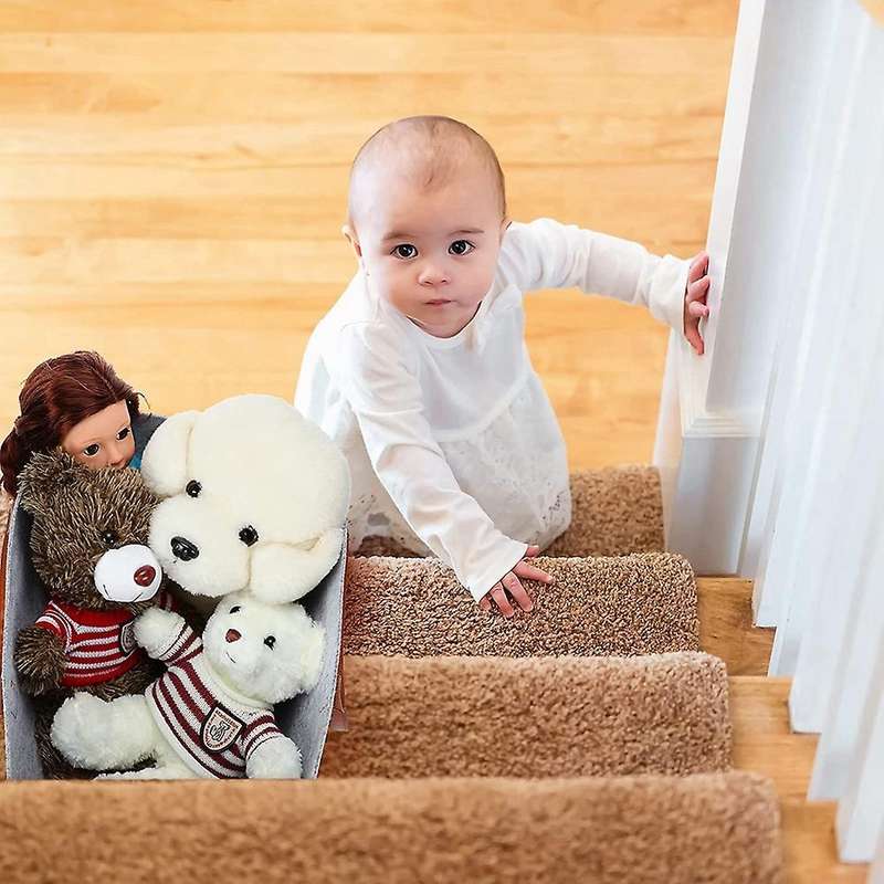 Stair Basket with Handles for 16 Inch Carpeted Stairs Basket Gray