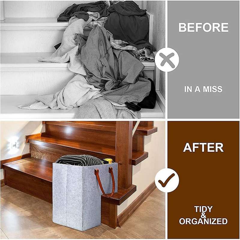 Stair Basket with Handles for 16 Inch Carpeted Stairs Basket Gray