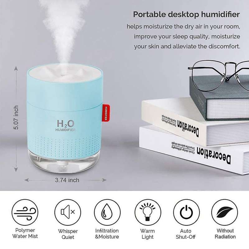 Humidifier 500ml Cool Mist Humidifier Air Humidifier, Blue