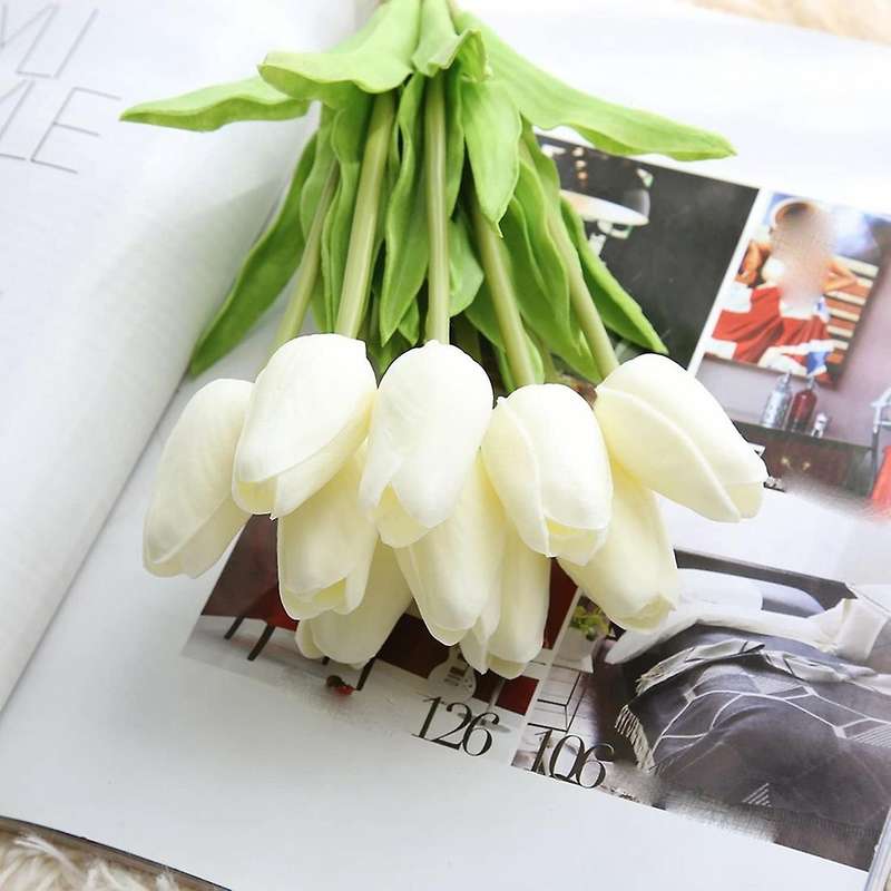 Artificial Flowers,20pcs Tulip Bridal Bouquet for Home Floral Decor