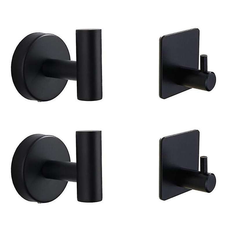 4pcs Towel Hook, Cabinet Closet Hook for Bathroom Kitchen (black)