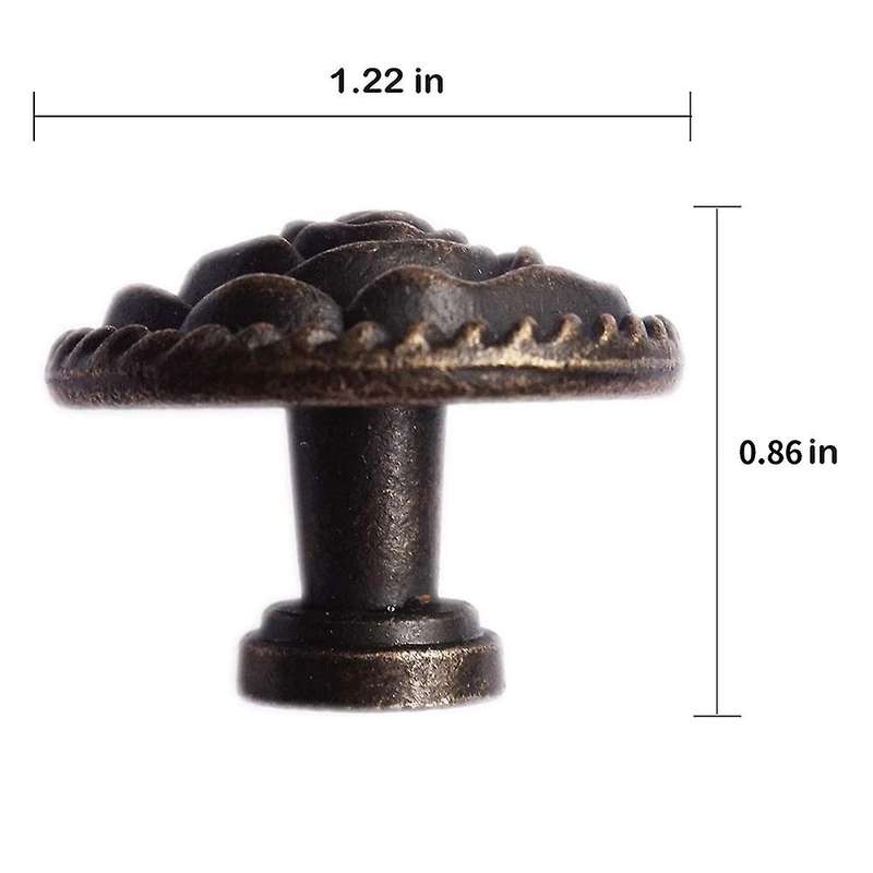 Vintage Rose Cabinet Knobs, Antique Bronze Cupboard Dresser Door Pull