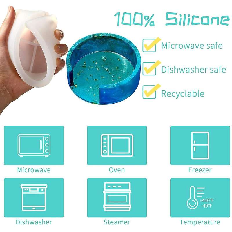 Coaster Resin Molds Set Rectangle Round Epoxy Mold for Diy Art Craft