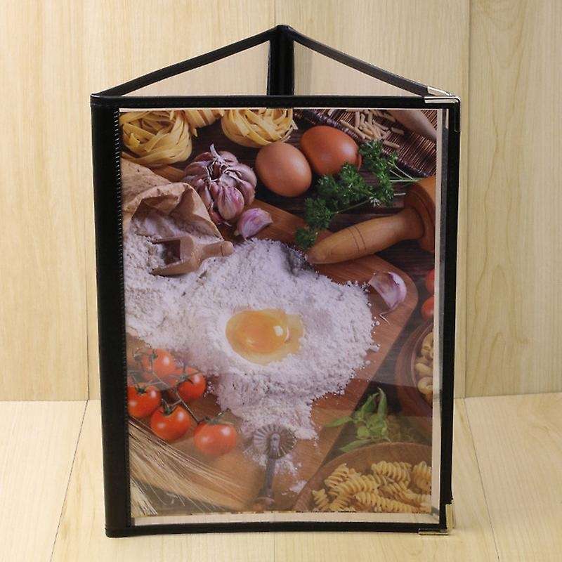 2pcs Menu Covers for A4 Size Book Style Cafe Bar 3 Pages 6 View