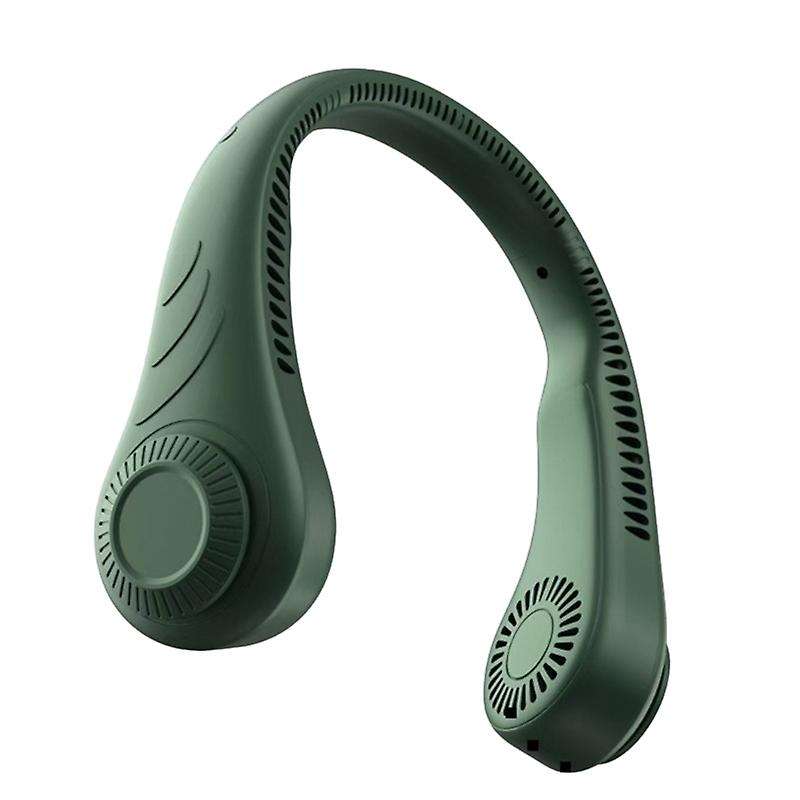 Portable Leafless Hanging Neck Fan,360 Degree Lazy Neckband Fan,green
