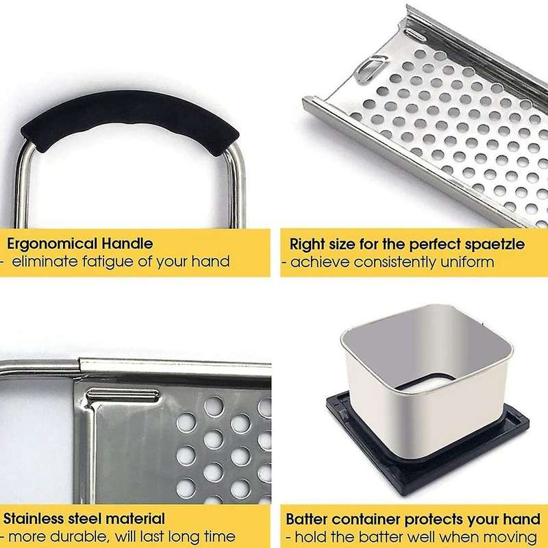 Stainless Steel Spaetzle Maker with Grip Handle for Dumpling Noodle