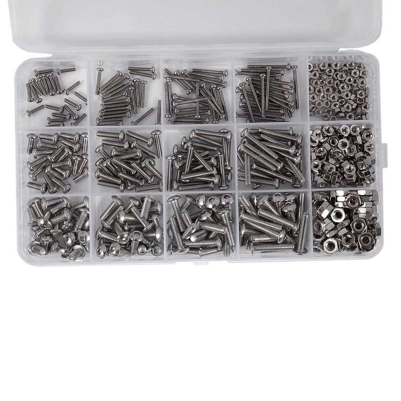 480pcs Button Head 12 Sizes Screw and Nuts Kit,m2 M3 M4 Steel Set
