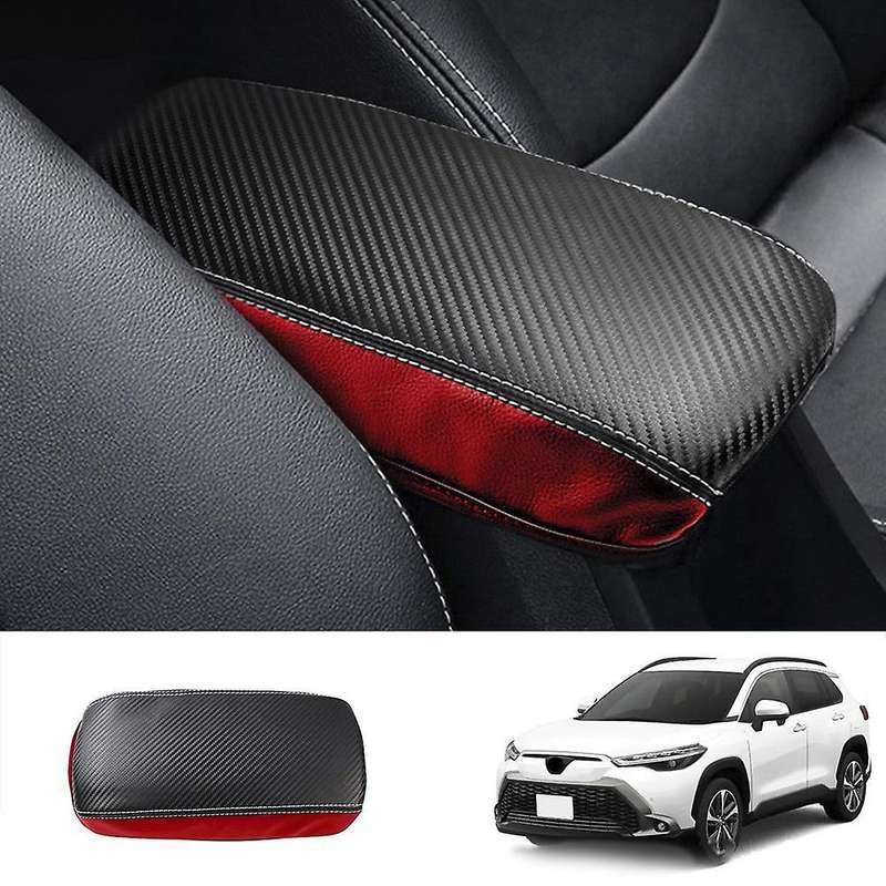 Car Carbon Fiber Center Console Lid Armrest Box Leather Protective B