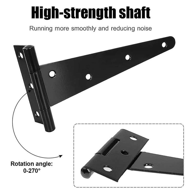 6 Pack Heavy Duty Tee Hinge, 150mm Metal Strap Tee Hinge with Screws