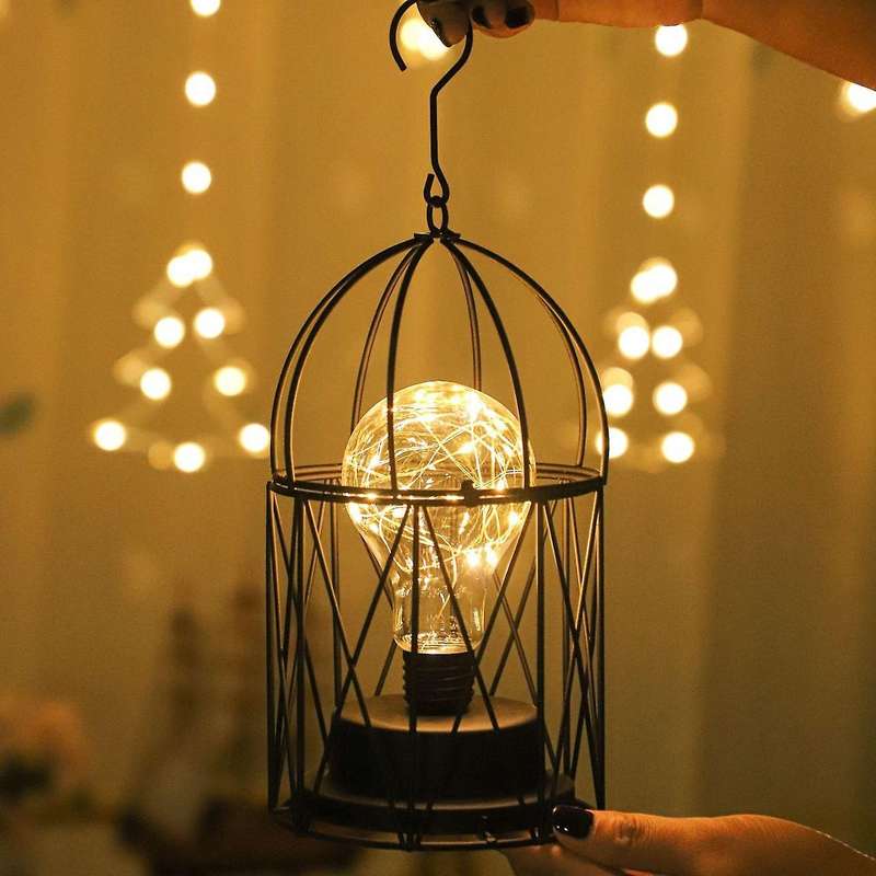 Iron Birdcage Decorative Copper Wire Lamp Tealight Hanging Bird Cage