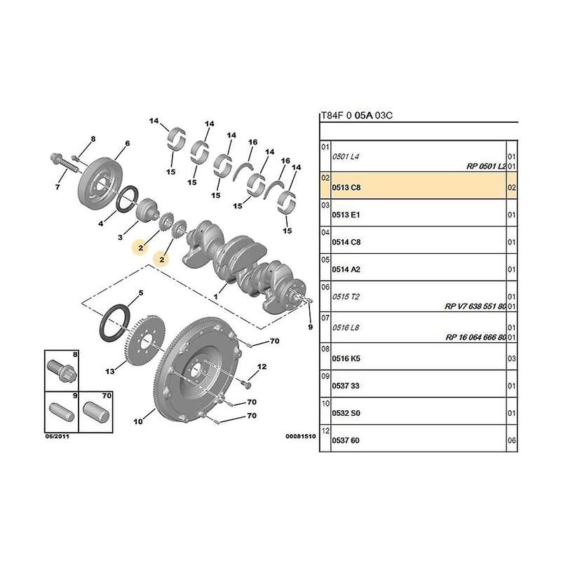 Car Crankshaft Timing Gear for Peugeot 3008 308cc 207cc Citroen C4l