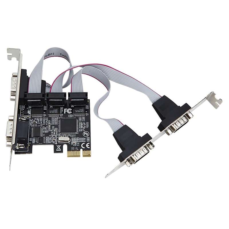 Pcie 4 Ports Serial Add On Card Multi Rs232 Db9 Com Expansion Riser