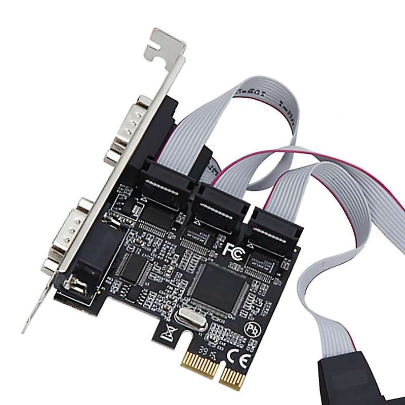 Pcie 4 Ports Serial Add On Card Multi Rs232 Db9 Com Expansion Riser