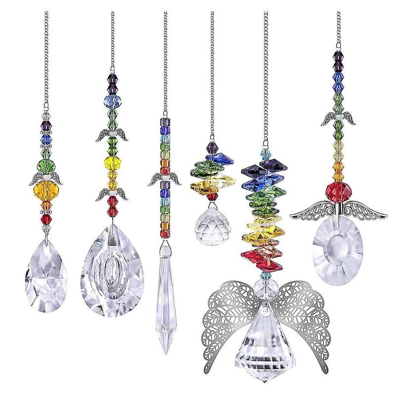 Crystal Suncatchers Hanging Crystal Angel with Multicolor Beads
