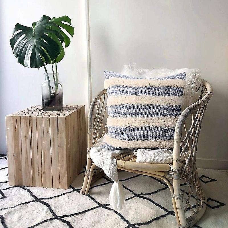 Boho Decorative Tufted Throw Pillow Covers Cotton Woven 18x18 Inch