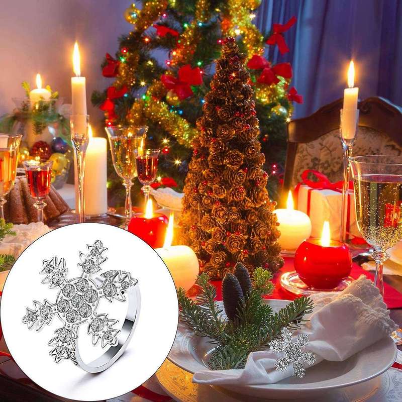 Christmas Snowflake Napkin Rings Holders for Christmas Parties 12pcs