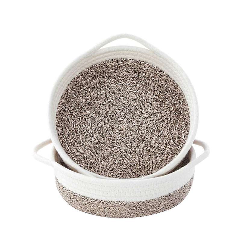 2-pack Cotton Rope Baskets, Fabric Tray, for Fruits, Jewelry, Keys,4