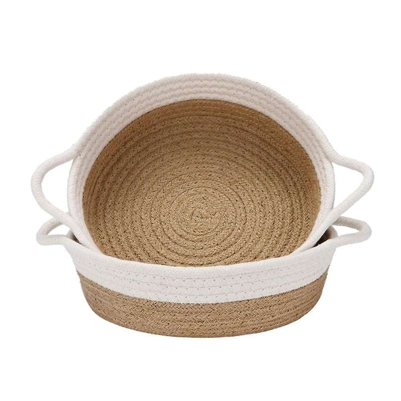 2-pack Cotton Rope Baskets, Fabric Tray, for Fruits, Jewelry, Keys,2