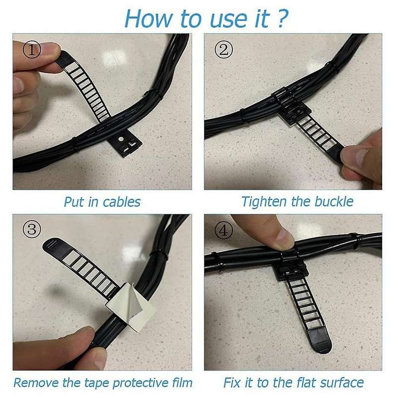 100 Pieces Of Adjustable Cable Clamp Self-adhesive Wire Holder