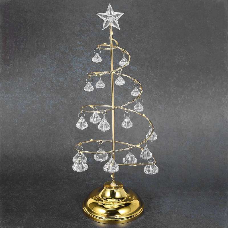 Led Crystal Christmas Tree Table Lamp Copper Line Night Light(warm)
