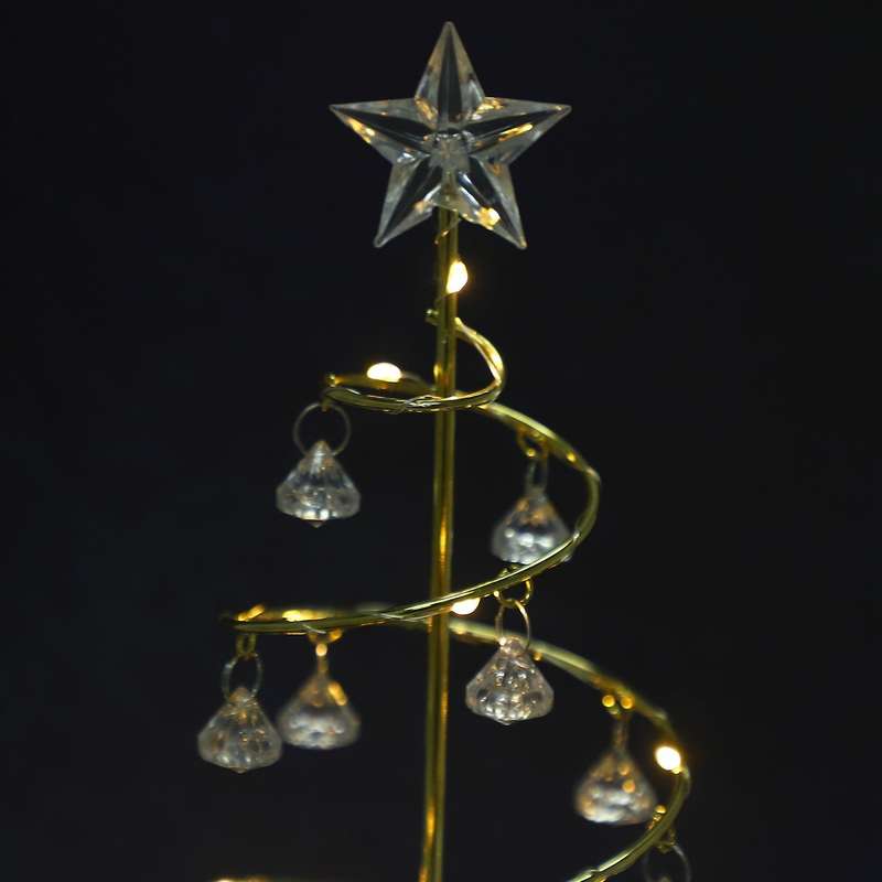 Led Crystal Christmas Tree Table Lamp Copper Line Night Light(warm)