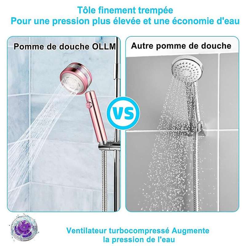 Shower Head Pressure Increase Shower Head with 1.5m Hose Rose Gold