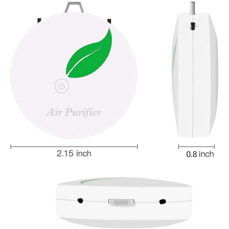 2pack Personal Air Purifier Necklace Mini Ionizer Negative Ion White