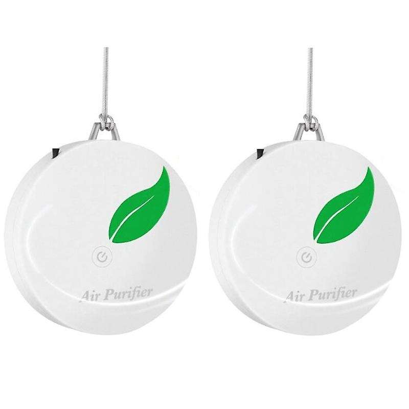 2pack Personal Air Purifier Necklace Mini Ionizer Negative Ion White