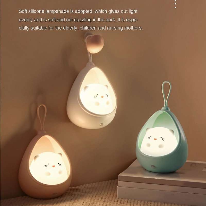 Led Night Light Sensor Control Cute Animal Human Induction Lamp White