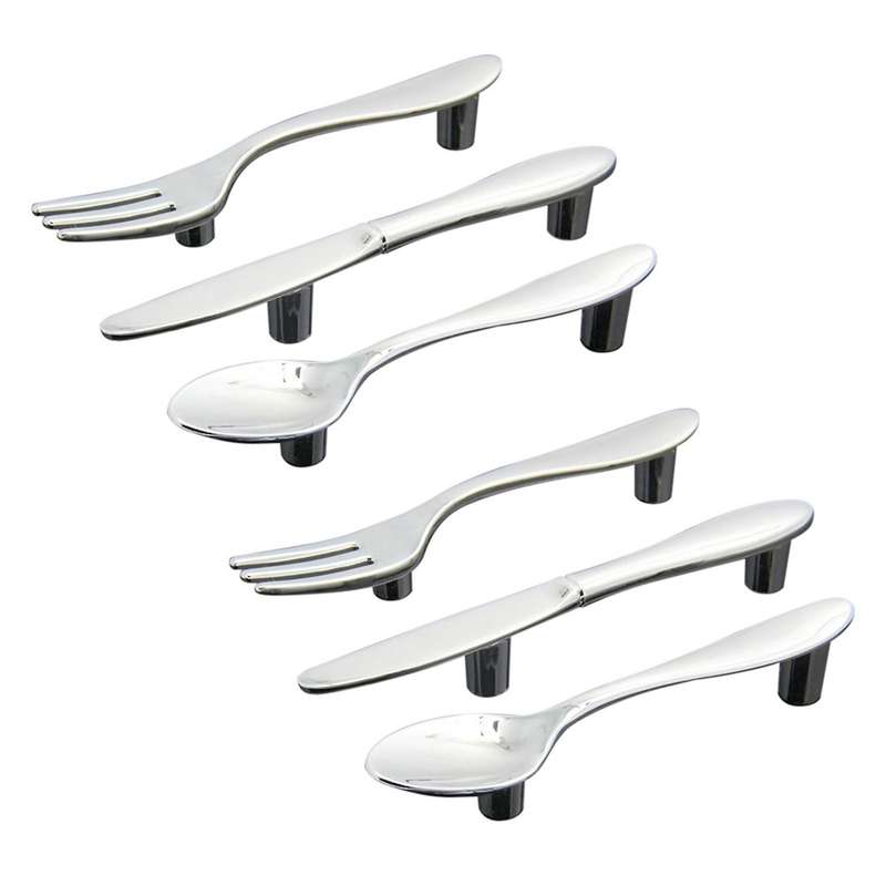 3 X Silber Schrank Schublade Pull Griffe(messer Gabel Loeffel)