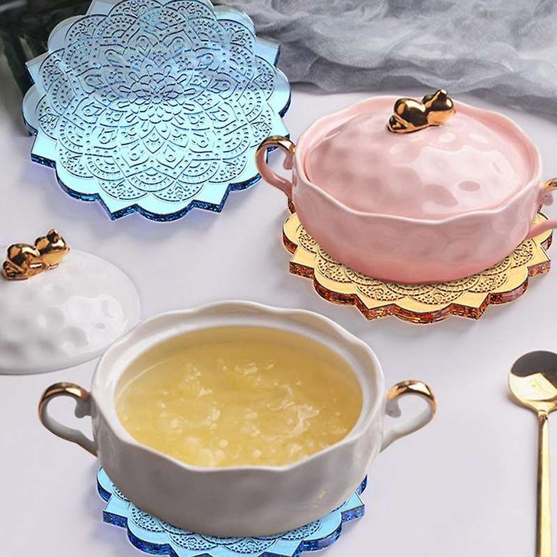 4pcs Mandala Flower Coaster Mold Diy Resin Casting Silicone Mold