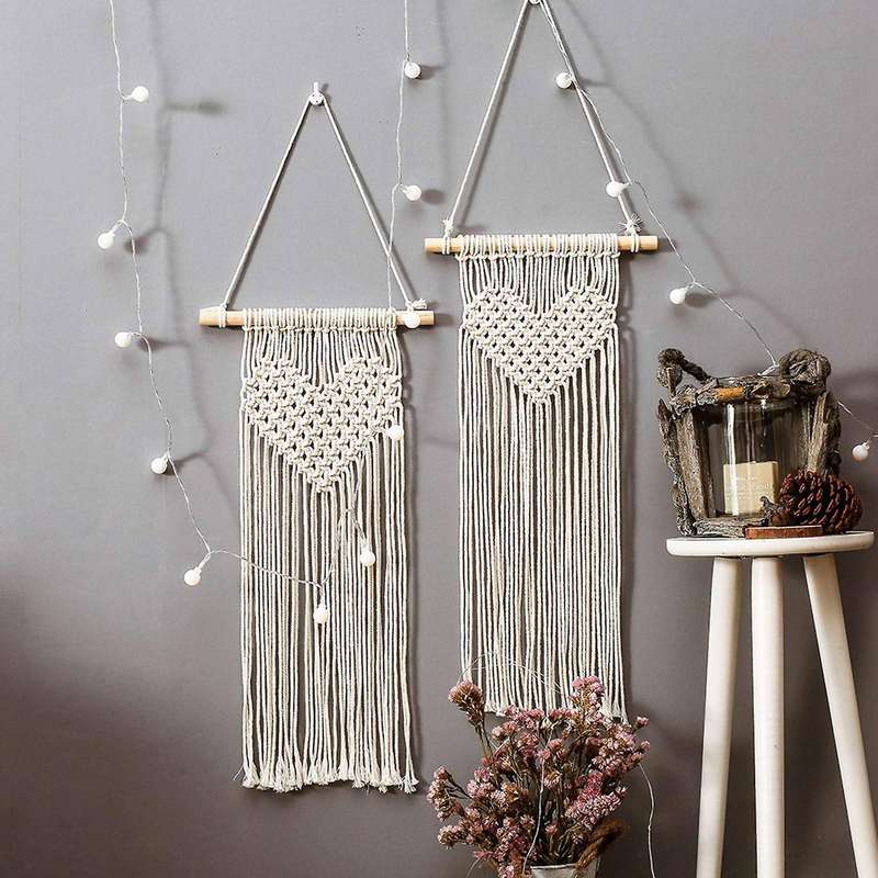 Bohemian Heart Macrame Woven Handmade Wall Hanging Home Decor Gifts