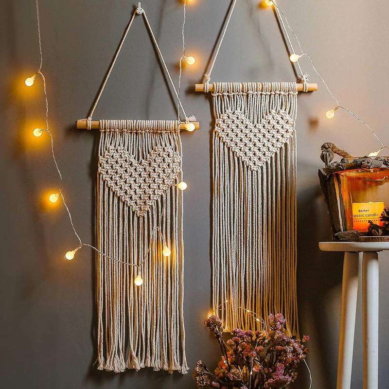 Bohemian Heart Macrame Woven Handmade Wall Hanging Home Decor Gifts