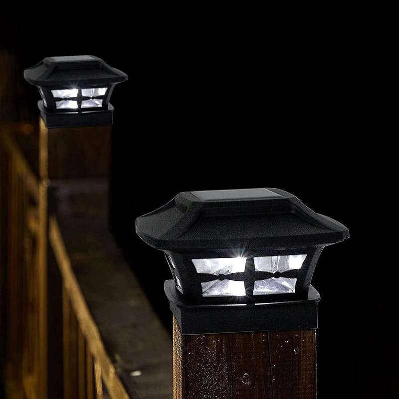 Solar Post Cap Lights for 4x4 Wooden Posts Garden Decoration Black