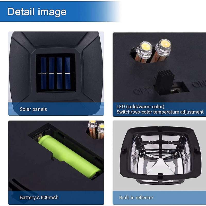Solar Post Cap Lights for 4x4 Wooden Posts Garden Decoration Black