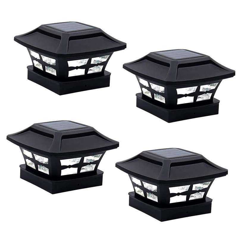 Solar Post Cap Lights for 4x4 Wooden Posts Garden Decoration Black