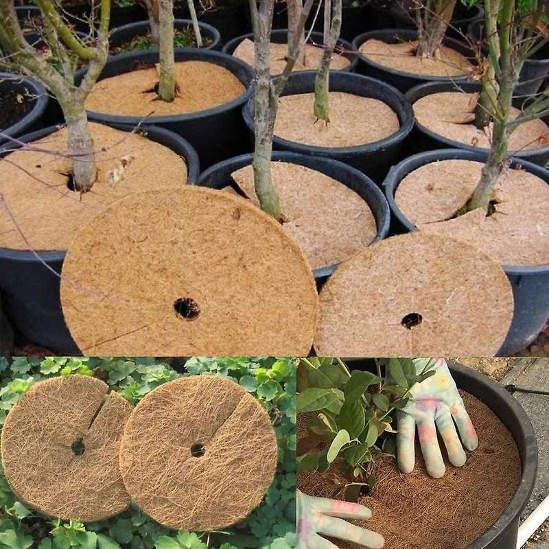 10 Pcs 11.8inch Coco Coir Fiber Tree Ring Protector Mat,for Plant