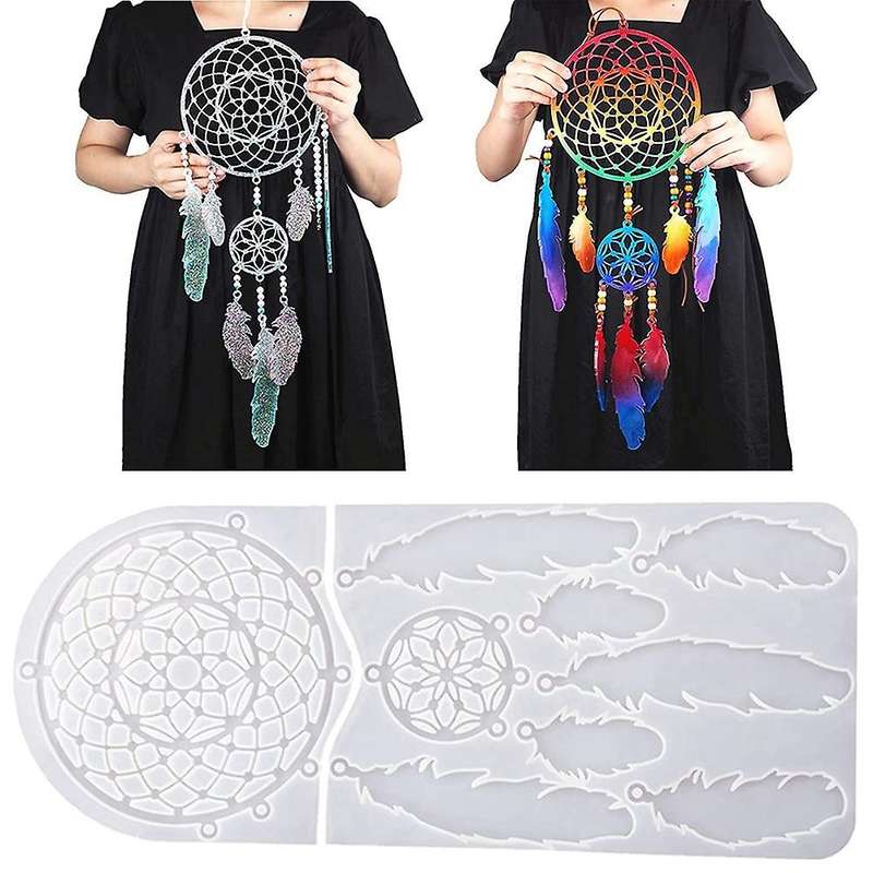 Dream Catcher Resin Mould, Wall Mount Feather Pendant Keychain Kit