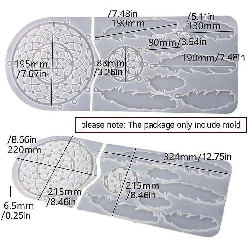 Dream Catcher Resin Mould, Wall Mount Feather Pendant Keychain Kit