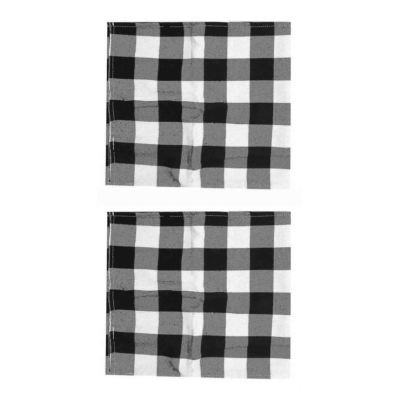 2pcs Polyester Blend Handmade Black and White Plaid for Family Dinner