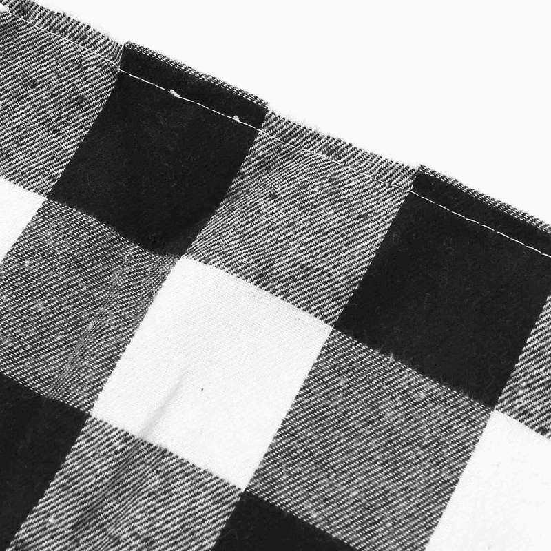 2pcs Polyester Blend Handmade Black and White Plaid for Family Dinner