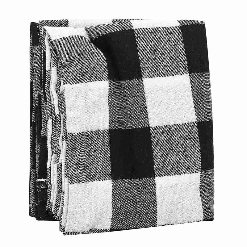 2pcs Polyester Blend Handmade Black and White Plaid for Family Dinner