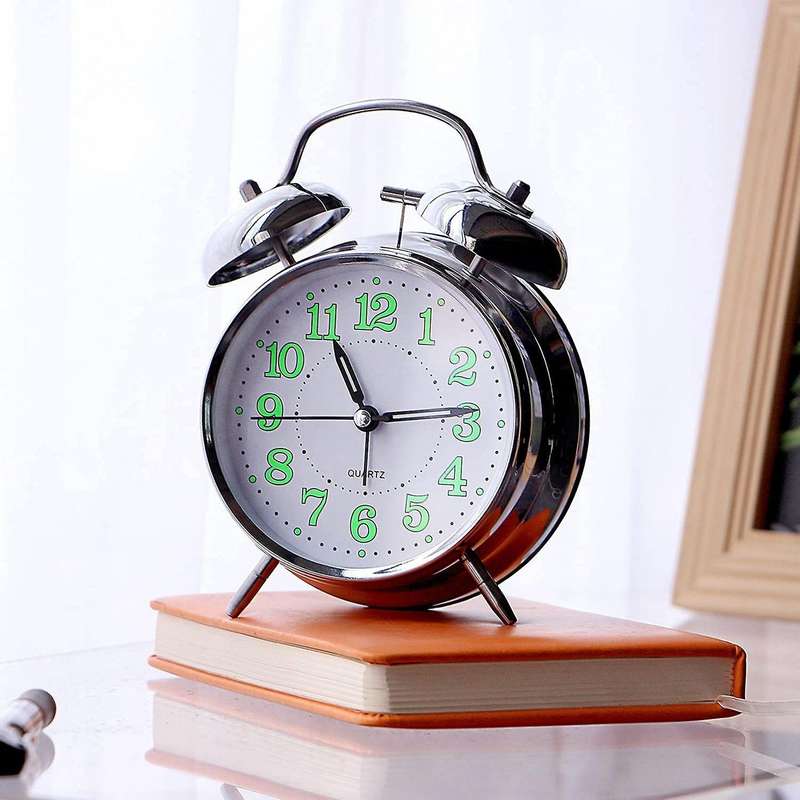 4 Inch Retro Analog Twin Bell Alarm Clock for Heavy Sleepers