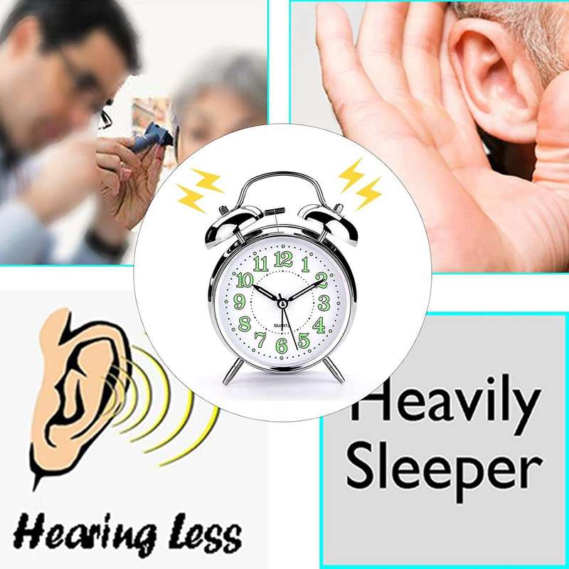 4 Inch Retro Analog Twin Bell Alarm Clock for Heavy Sleepers