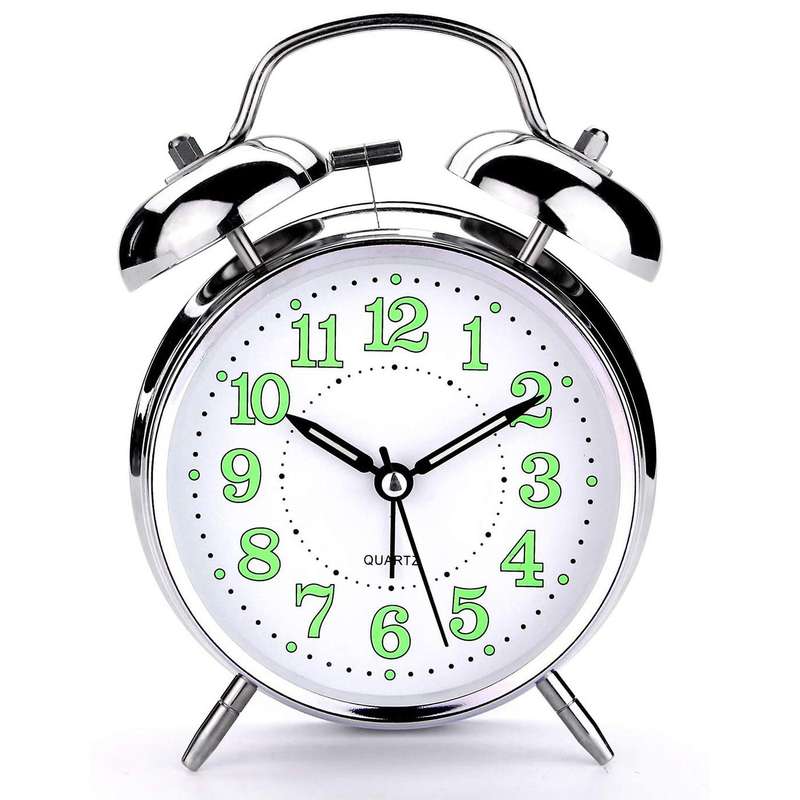 4 Inch Retro Analog Twin Bell Alarm Clock for Heavy Sleepers