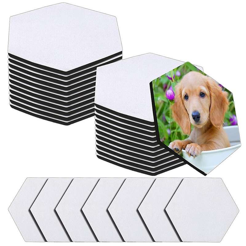 30 Pcs Coasters Blank Cup Mat for Sublimation Transfer Diy Hexagon