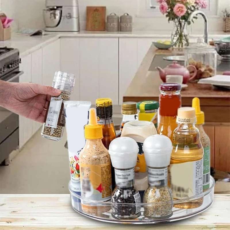 Transparent Multifunctional Rotating Rack Round Plastic Turntable -l