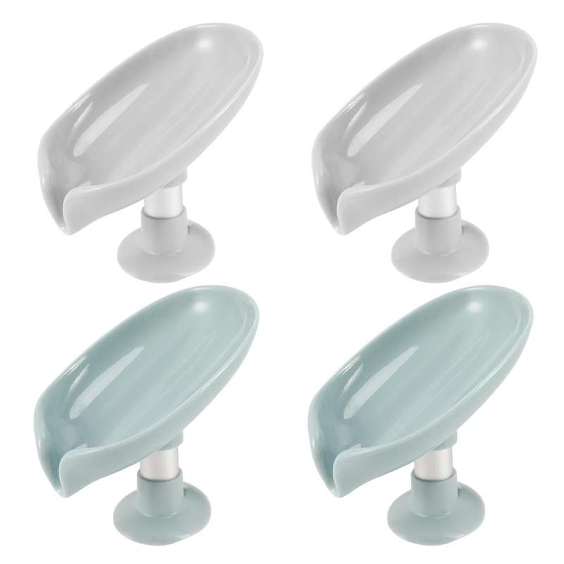 4 Pcs Self-draining Soap Holder Leaf-shaped Soap Bar Soap Dish